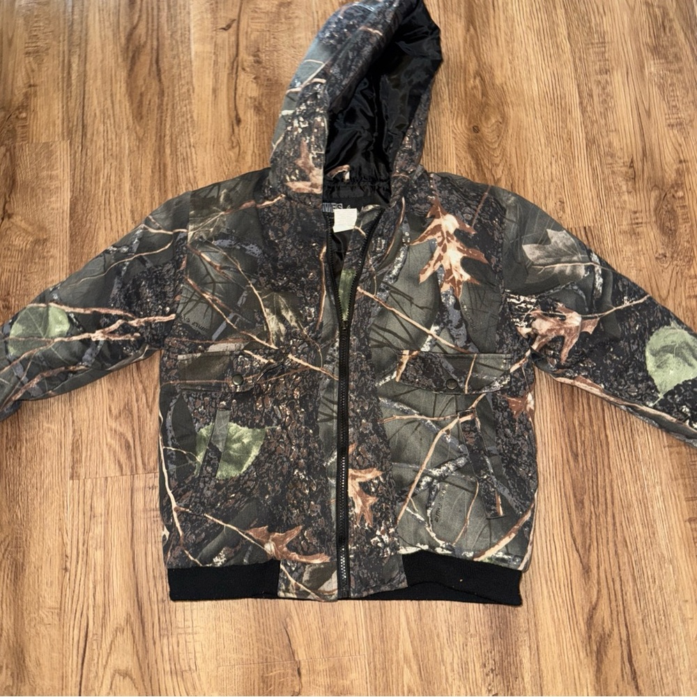 World Famous Sports Burly Smoke Camo Canvas Jacket Coat Boys M WFS Element Gear